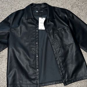 Zara Leather short sleeved shirt